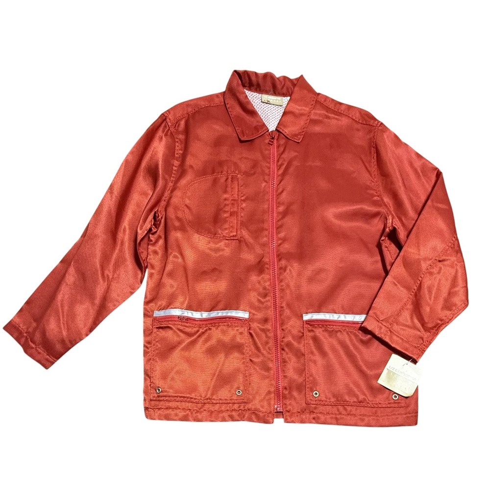 Liz Claiborne Jacket Womens Large Red Nylon Windbreaker Mesh Lined‎ Zip Pockets